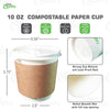10oz Disposable Compostable Biodegradable White Paper Coffee Cups with Flat Lids and Sleeves