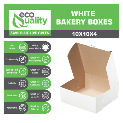 White Kraft Paperboard for Home or Retail  White Bakery Pastry Boxes  Restaurant Food Trucks Caterers take out sustainable  Recyclable for Pastries  Pies  Paper Cardboard  Gift Box  Ecofriendly  Cookies  Catering Restaurant Cafe Buffet Event Party  Cakes  Baby Shower  affordable bulk economical commercial wholesale  10