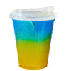 12oz Disposable Pet Clear Plastic Smoothie Cups with Sip Through Lids