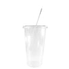 12oz Disposable Pet Clear Plastic Smoothie Cups with Clear Flat Lids and White Straws