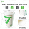 12oz Disposable Compostable Biodegradable White Paper Coffee Cups with White Dome Lids