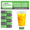 14oz Disposable Pet Clear Plastic Smoothie Cups with Sip Through Lids