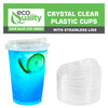 16oz Disposable Pet Clear Plastic Smoothie Cups with Sip Through Lids
