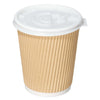 8oz Insulated Disposable Double Wall Ripple Paper Hot Cold Cups with White Flat Lids