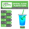 Disposable Pet Clear Plastic Smoothie Cups with Clear Flat Lids and Color Straws