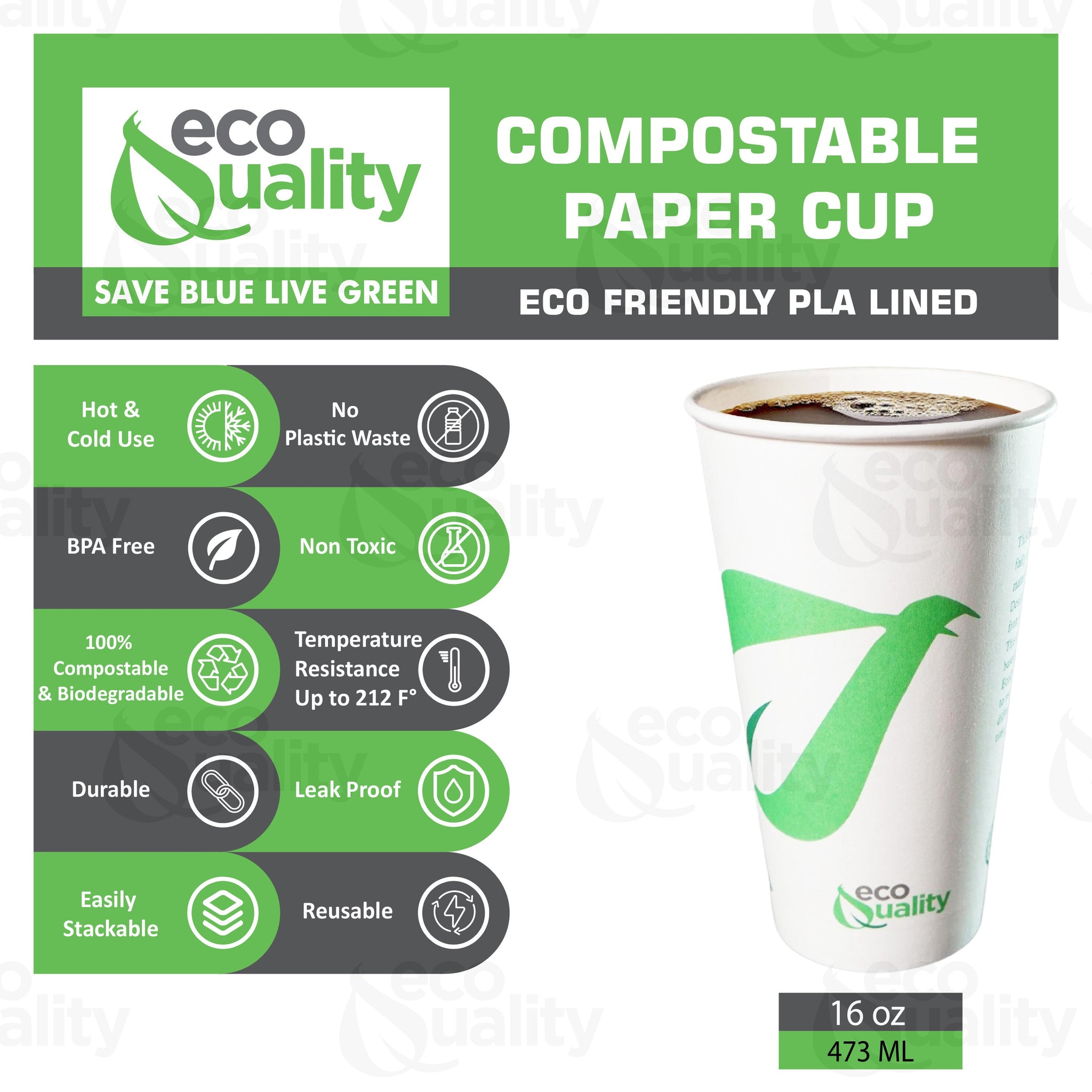 Disposable White Paper Coffee Cups Compostable Biodegradable