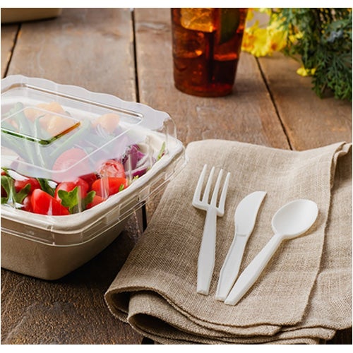 Compostable Eco Friendly Cutlery 6.5 inch - CPLA Heat Resistant Disposable Utensils Durable Cornstarch Bio Based Biodegradable (Forks, Spoons, Knives)