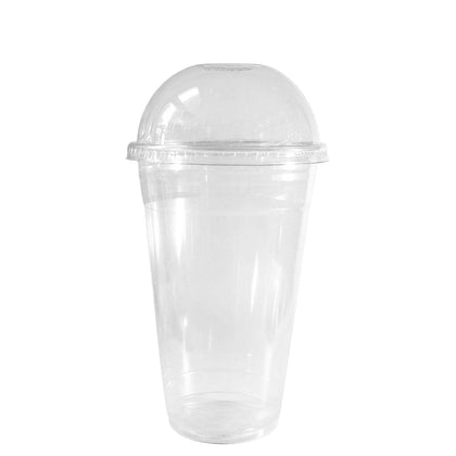 20oz Disposable Pet Clear Plastic Smoothie Cups with Clear Dome Lids