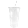 20oz Disposable Pet Clear Plastic Smoothie Cups with Clear Flat Lids and White Straws