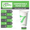 Disposable Compostable Biodegradable White Paper Coffee Cups with Flat Lids