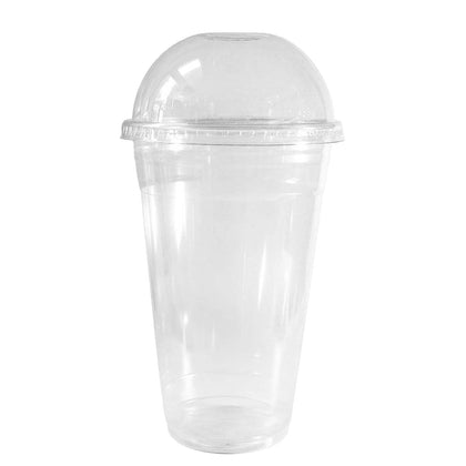 24oz Disposable Pet Clear Plastic Smoothie Cups with Clear Dome Lids