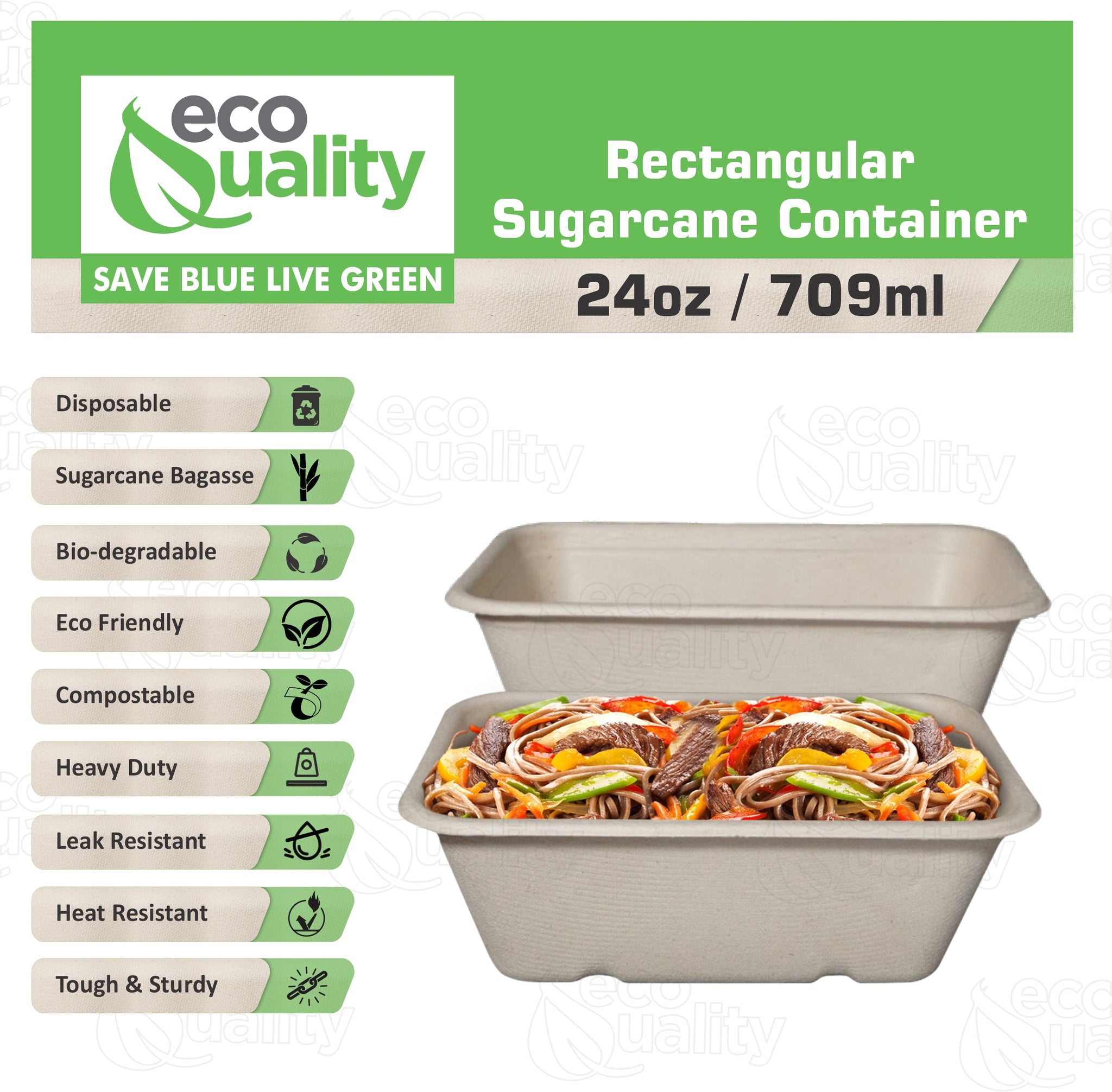 Sugarcane Fiber Bowl Compostable Disposable Oblong Food Prep Storage