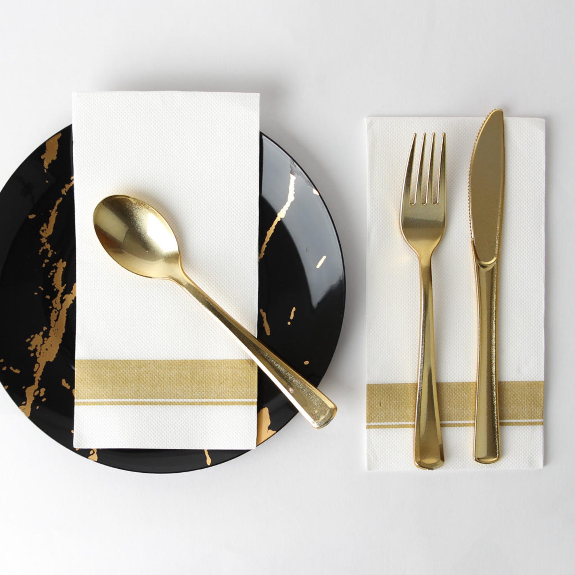 Elegant Cloth-Like Disposable Paper Dinner Napkins Border