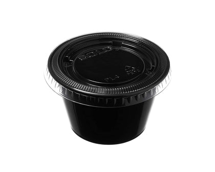 black condiment cup leakproof stackablecups ecofriendly food packaging dipping cup delivery supplies togo cup with lid tasting cups souffle cups shot cup jelloshot tasting cup taste cup portion cup deliverysolutions food packaging disposablecups ketchup mustard cup artsandcraft small cup travel size cup mouthwash cup 1 oz 1 ounce 2 oz 2 ounce 4 oz 4 ounce cup with lid hotsauce cup