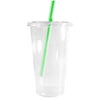 32oz Disposable Pet Clear Plastic Smoothie Cups with Clear Flat Lids with Color Straws