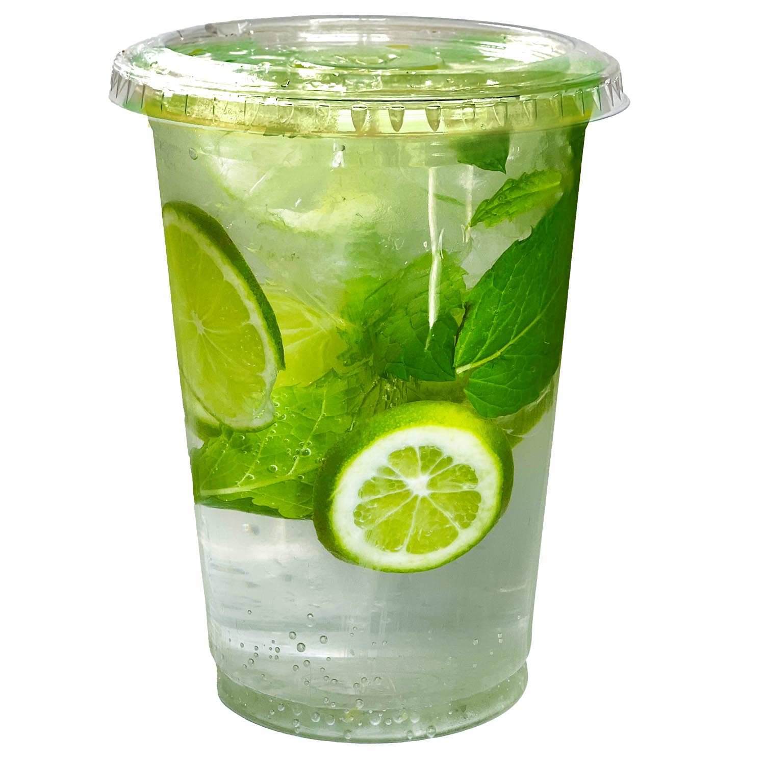 32oz Disposable Pet Clear Plastic Smoothie Cups with Clear Flat Lids