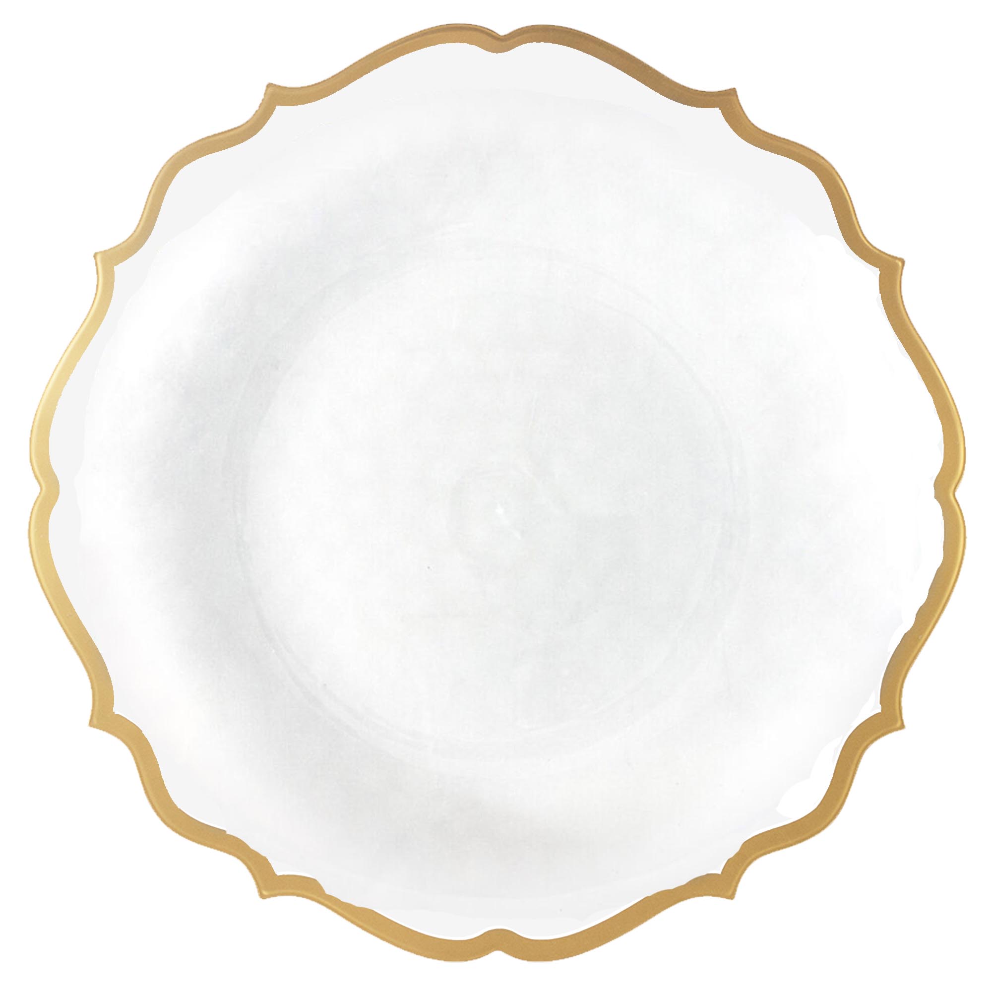 Disposable Fancy White Plastic Plates Gold Rim Contemporary Collection