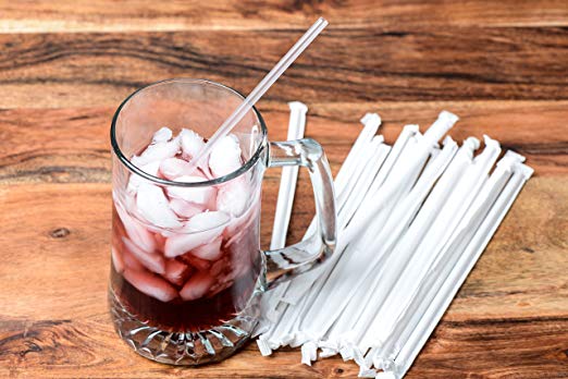 [500] Clear Plastic Jumbo Straws - Individually Wrapped Drinking Straw 7.75 inches, Food-Safe BPA-Free Plastic, Cold or Hot Drinks