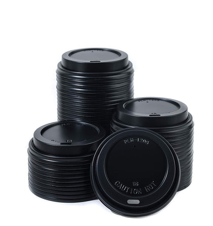 Disposable Travel Black Dome and White Dome Lids for Paper Hot Cups (10oz, 12oz, 16oz, 20oz)