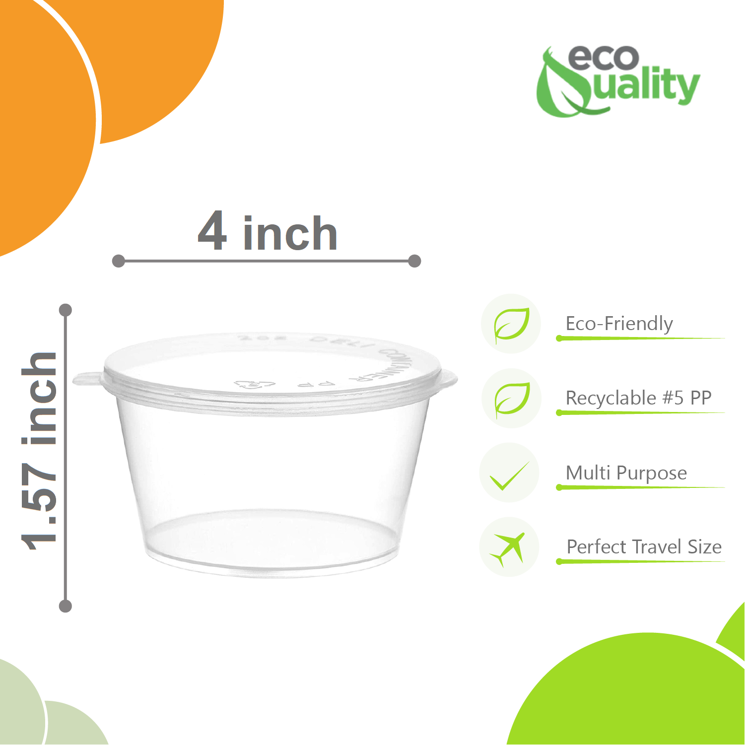 4.5oz Disposable Leak Proof Portion Plastic Containers with Hinged Lid –  EcoQuality Store
