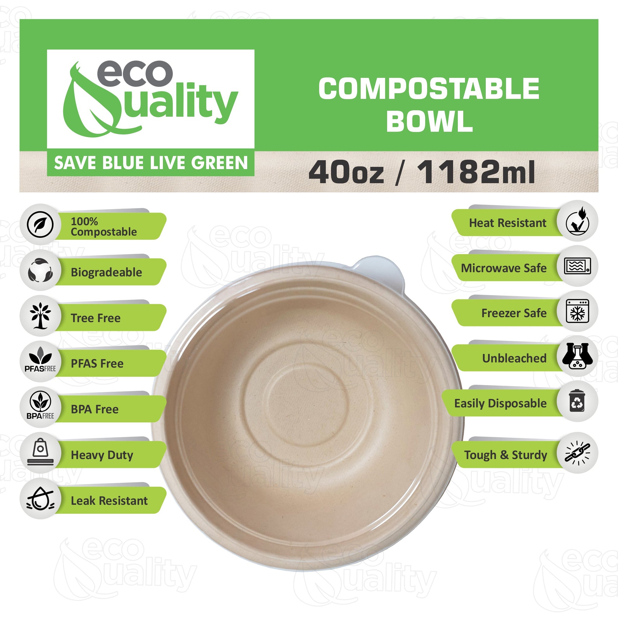 Compostable Heavy Duty Disposable Bowls with Lids, Ecofriendly, Bagasse Unbleached Bamboo, Biodegradable, Tree Free, Heat & Liquid Resistant Bowl