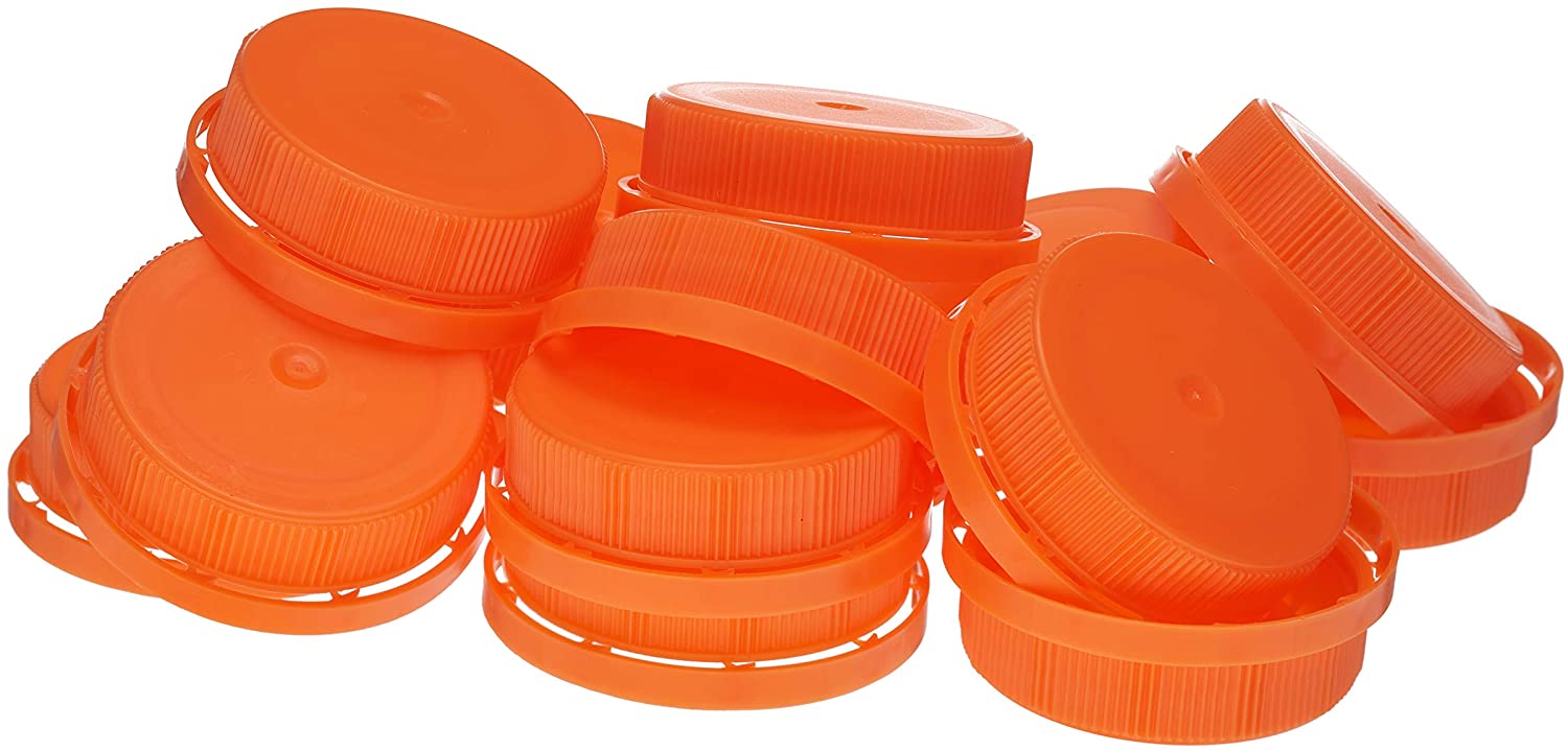 38MM Ratchet Caps and Lids for Plastic Juice Bottles For HDPE and Clear Plastic Juice Bottles, Smoothie Bottles, Fresh Squeezed Juice Container (Blue, Green, Orange)