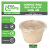 Compostable Souffle Portion Cup with Lid, Disposable Biodegradable Tasting Sample Cups, Sauce Ramekin Cup , Condiment Cup, Jello Shot Cups