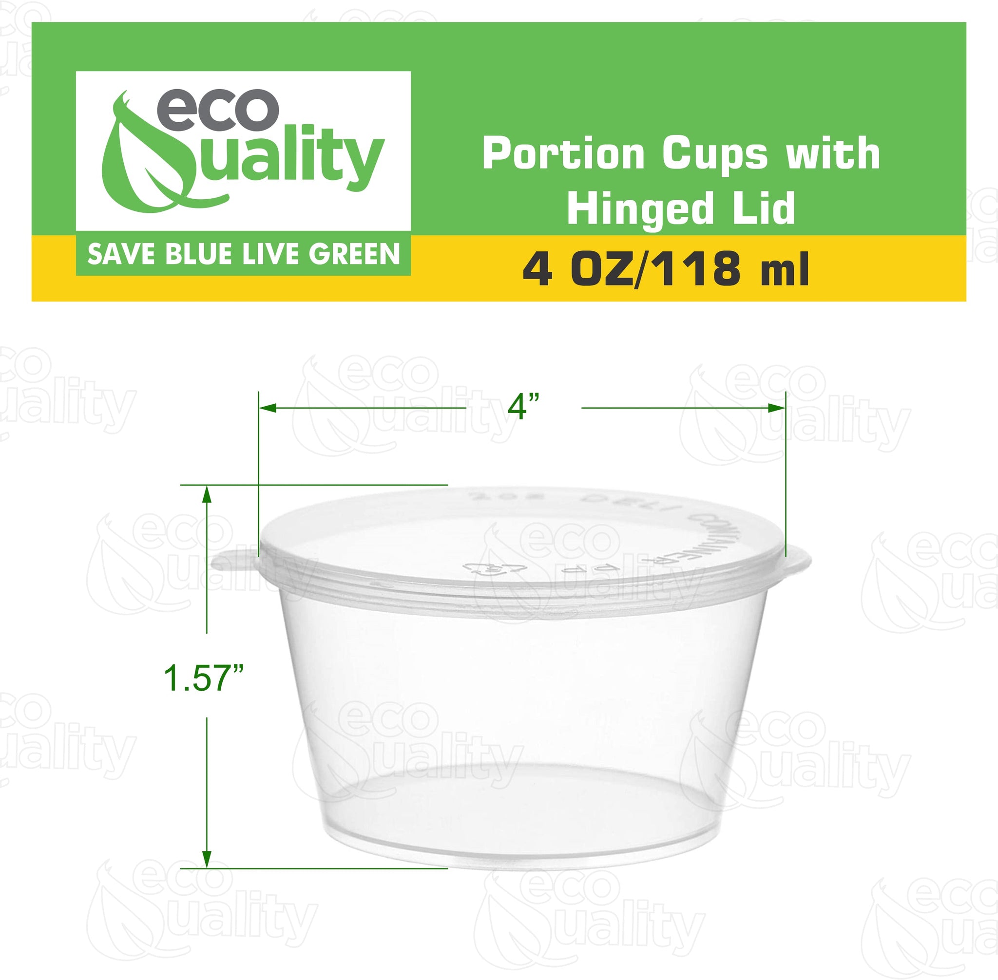 Clear Portion Plastic Cup with Hinged Lid Leak Proof Disposable Container