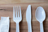 Disposable Plastic Wrapped White Heavy Duty Cutlery Kit 4 in 1 - Fork/Spoon/Knife/Napkin