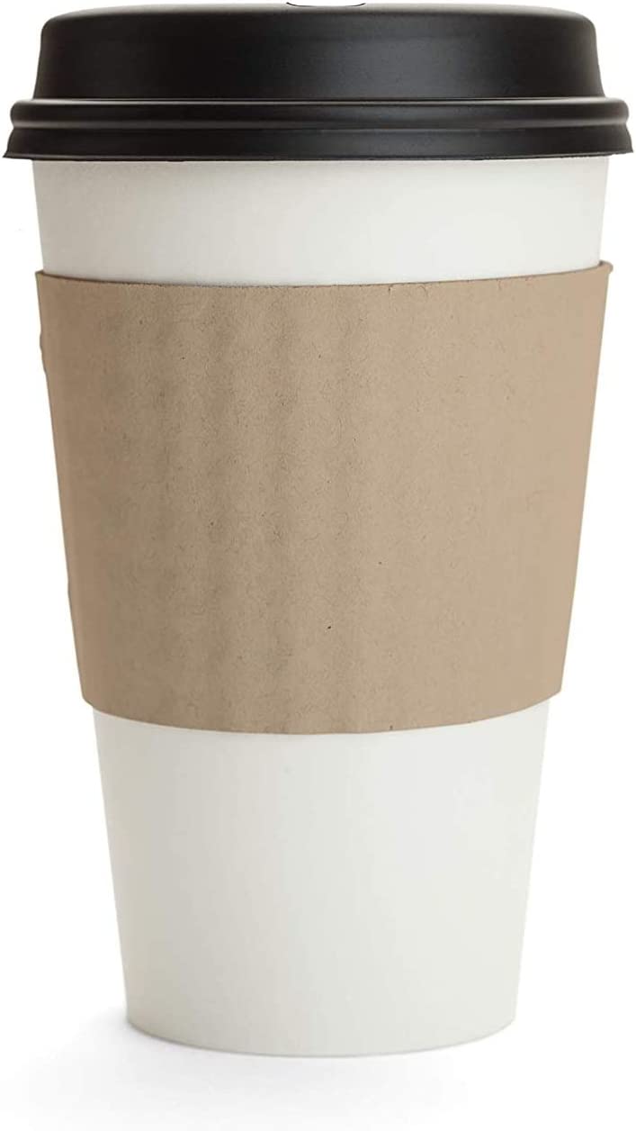 20oz 16oz coffee cups office cafe home hospital concession stands convenience stores 100% Recyclable Set Coffee Tea Latte Matcha To Go Take Out Paper cup with black dome lid and kraft sleeve combo Disposable White Hot Drink Coffee Cup 10 ounces Paper Cups Hot Cups Online Store 20 ounces top lid