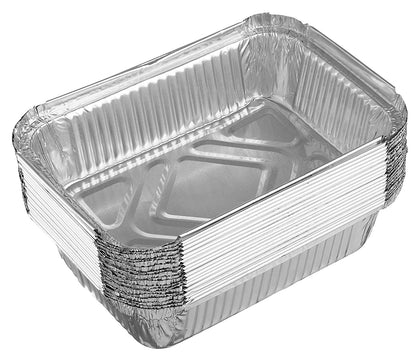 Aluminum Pan Oblong Take Out Foil Baking Containers with Dome Lids (1LB, 1 1/2LB, 2 1/2LB) (Shallow & Deep)