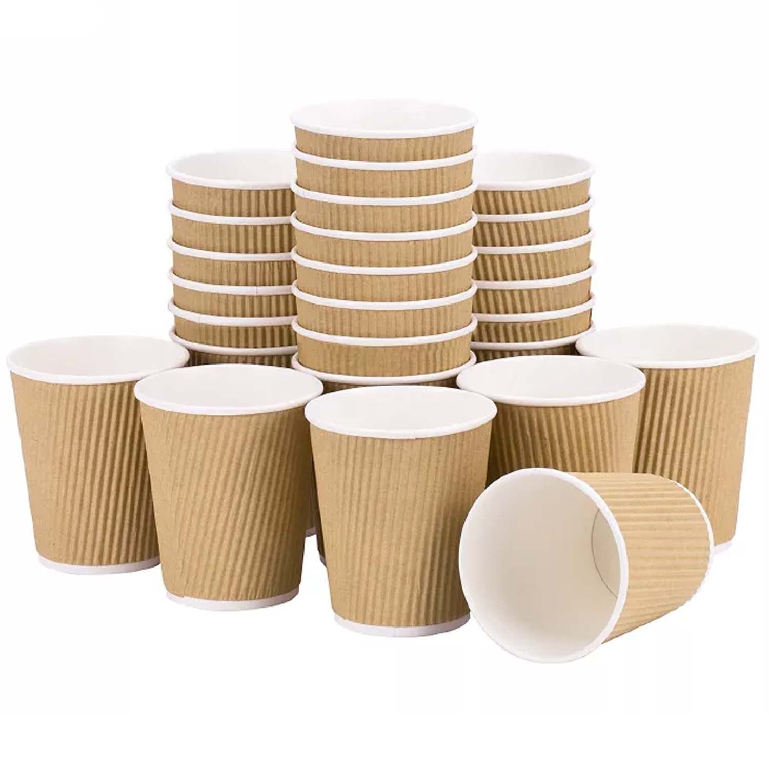16oz Disposable Insulated Double Wall Ripple Paper Hot Cold Coffee Cup