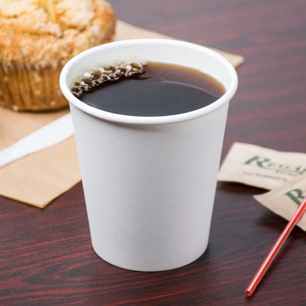 Disposable White Paper Hot Cold Cups with White Flat Lids