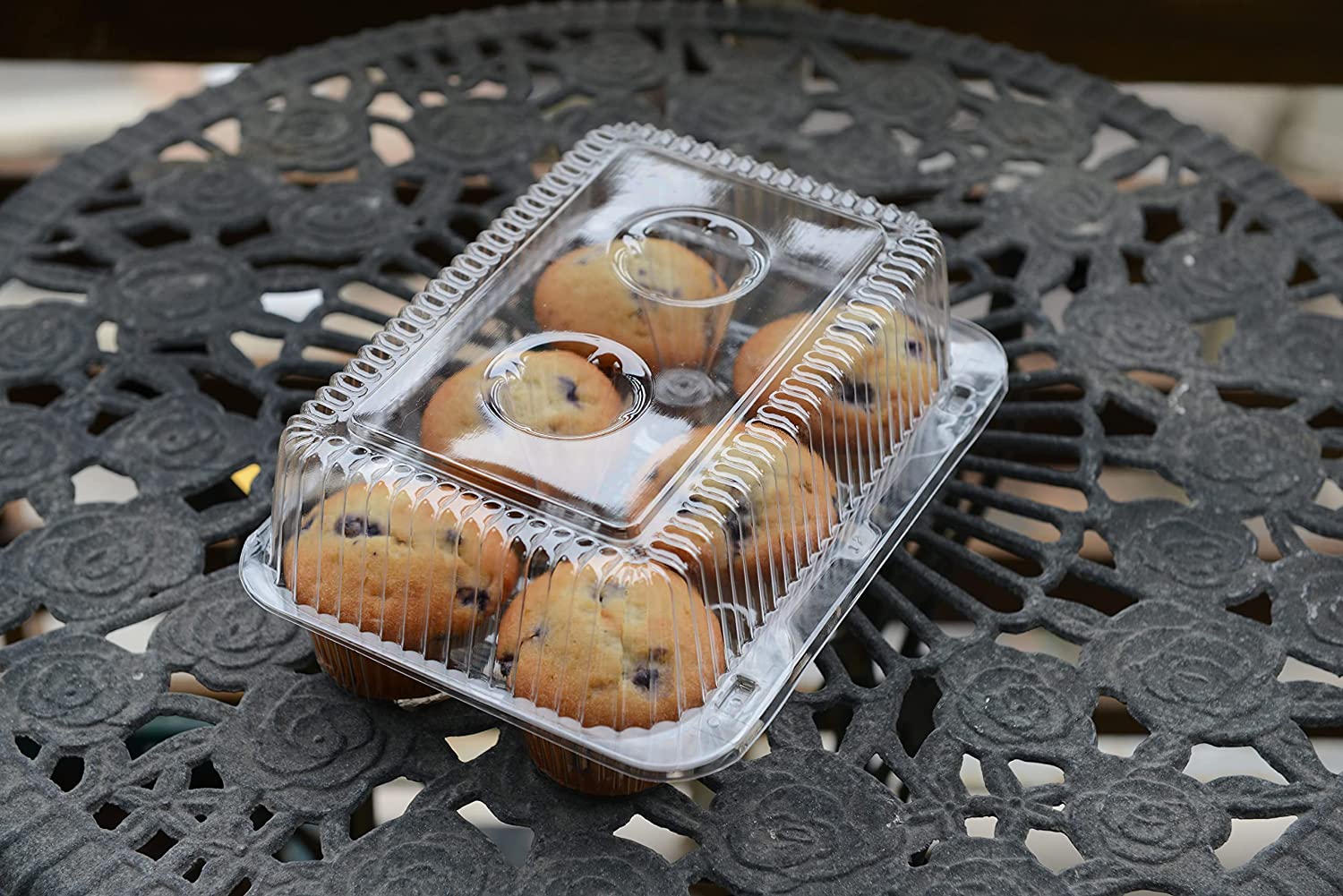 Clear Plastic 6 Compartment Muffin Containers - Disposable Cupcake Holder Boxes with Hinged Design