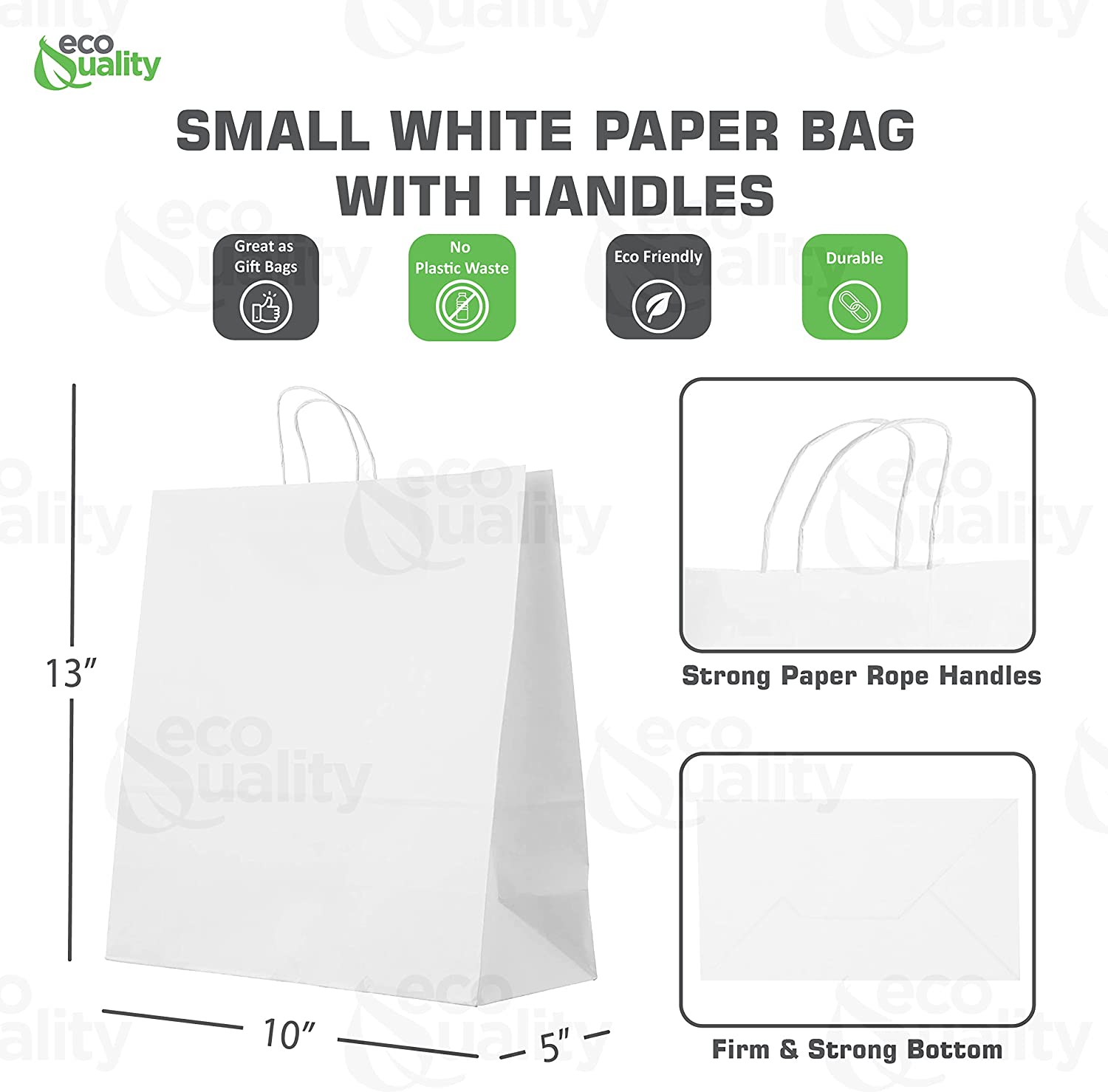 Reusable Recycled Material  12 Pounds  White Gift Bag  DYI Paper Bag  Heavy Duty Strong Paper Bag  Supermarket paper bags  carry out bags  Paper Bags with handles  Paper Take Out  Grocery Bags  White Kraft Bags  Ecofriendly Paper Bag  Retail Merchandise bag  white Paper Shopping Bags  takeout bag  Paper Bag  Disposable small  10x5x13 inches 