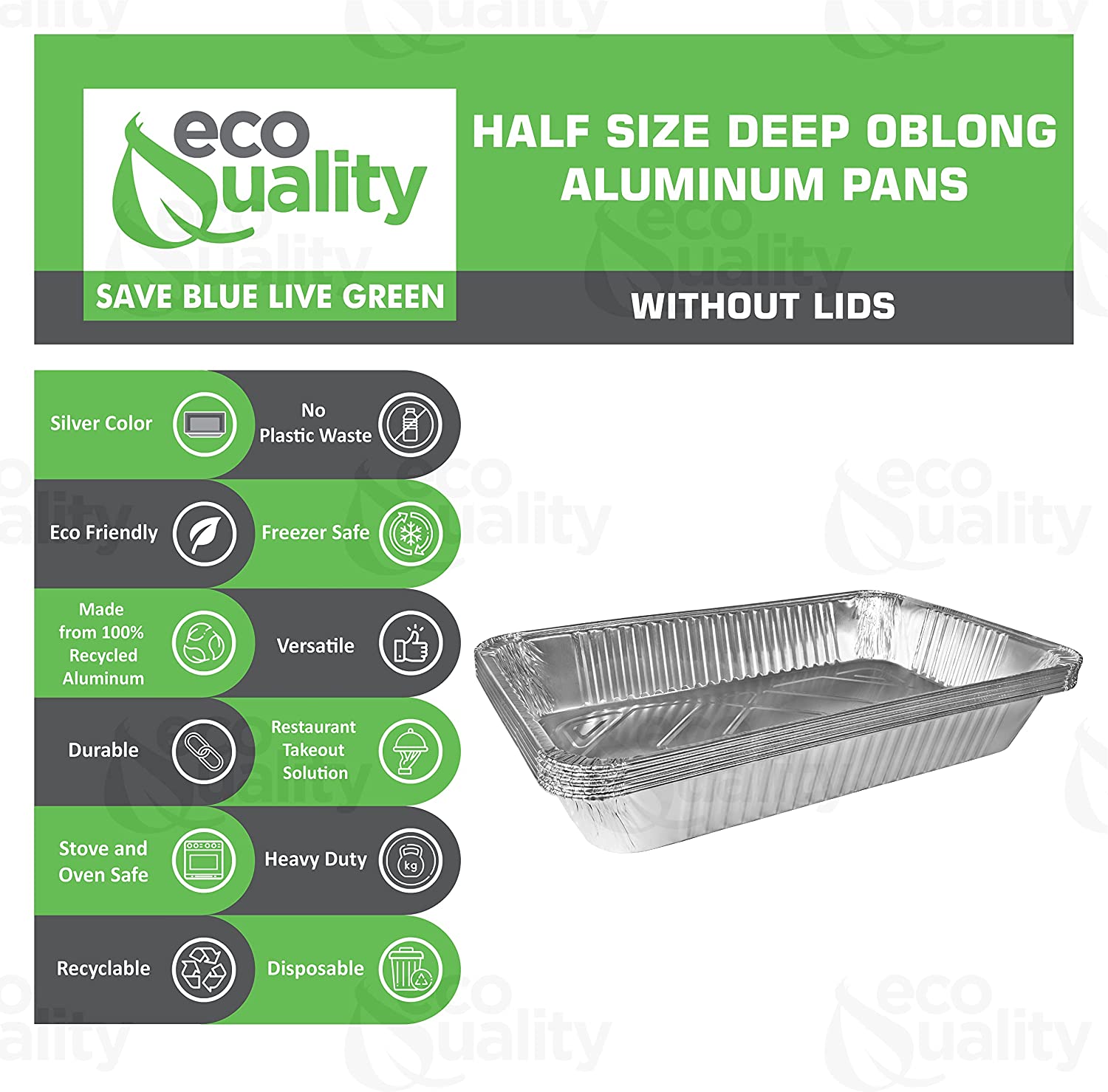 9 x 13 Disposable Aluminum Foil Steam Bake Deep Pans, Half Size –  EcoQuality Store