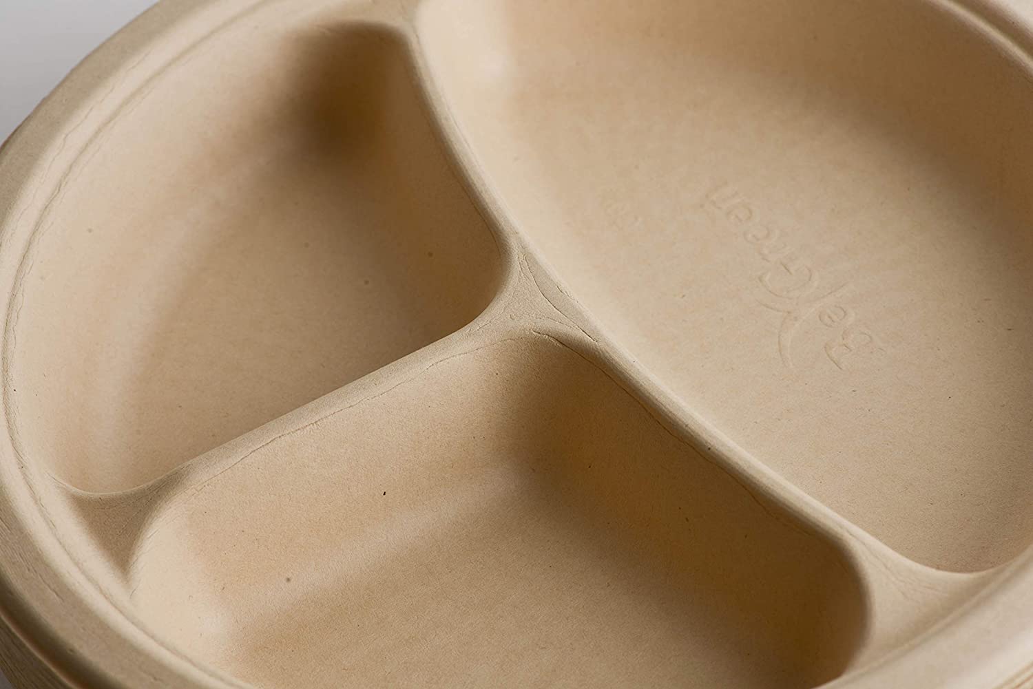 Compostable Natural 3 Compartment Sugarcane Round Plates 100% Biodegradable