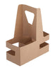 Disposable Kraft 2 or 4 Cup Drink Carrier with Handles, Paperboard Cup Holder