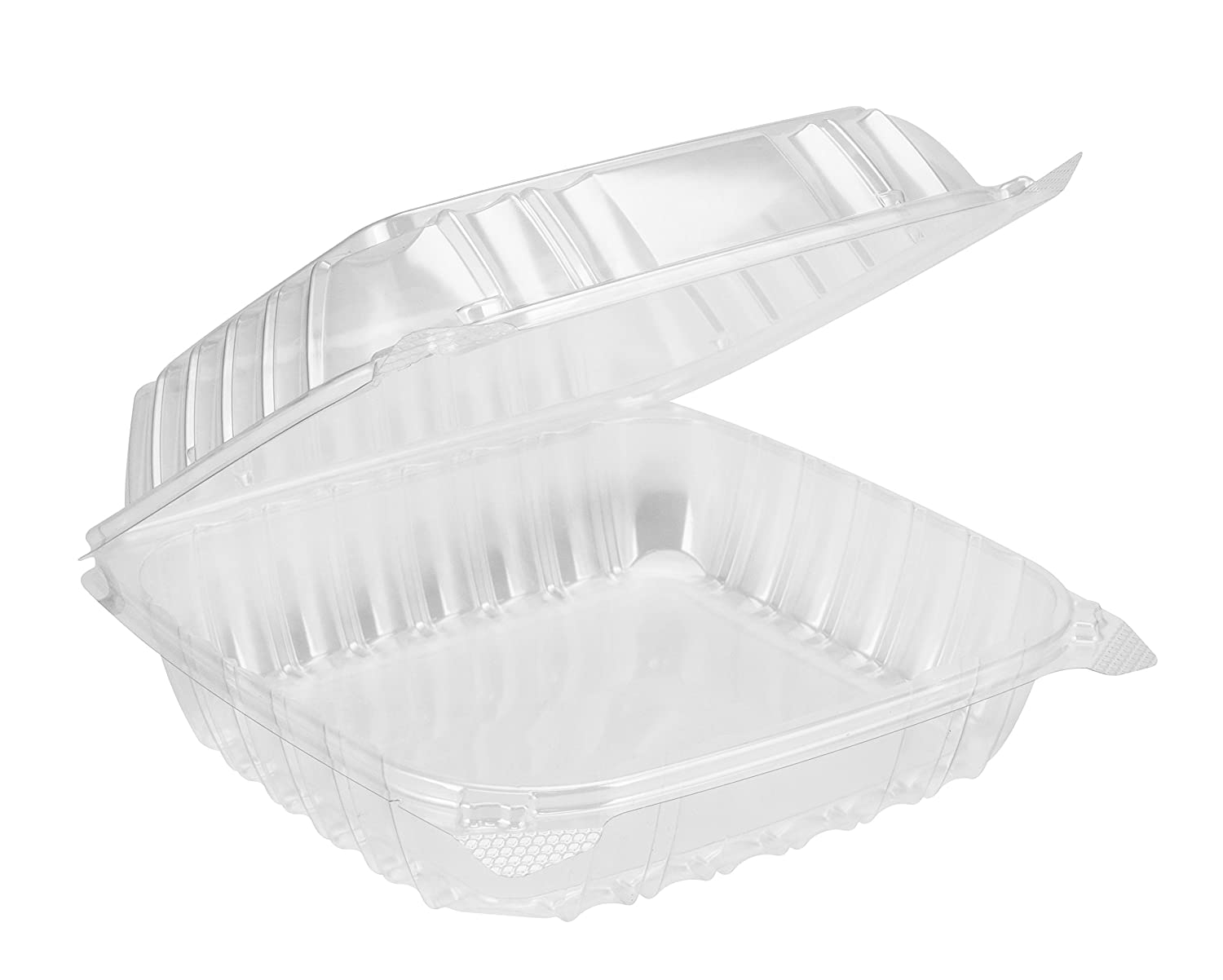 Clear Plastic 8in x 8in x 3 Take Out To go Food delivery Containers leak proof Dart Clamshell economical bulk wholesale ecoquality restaurant fast food supplies nyc
