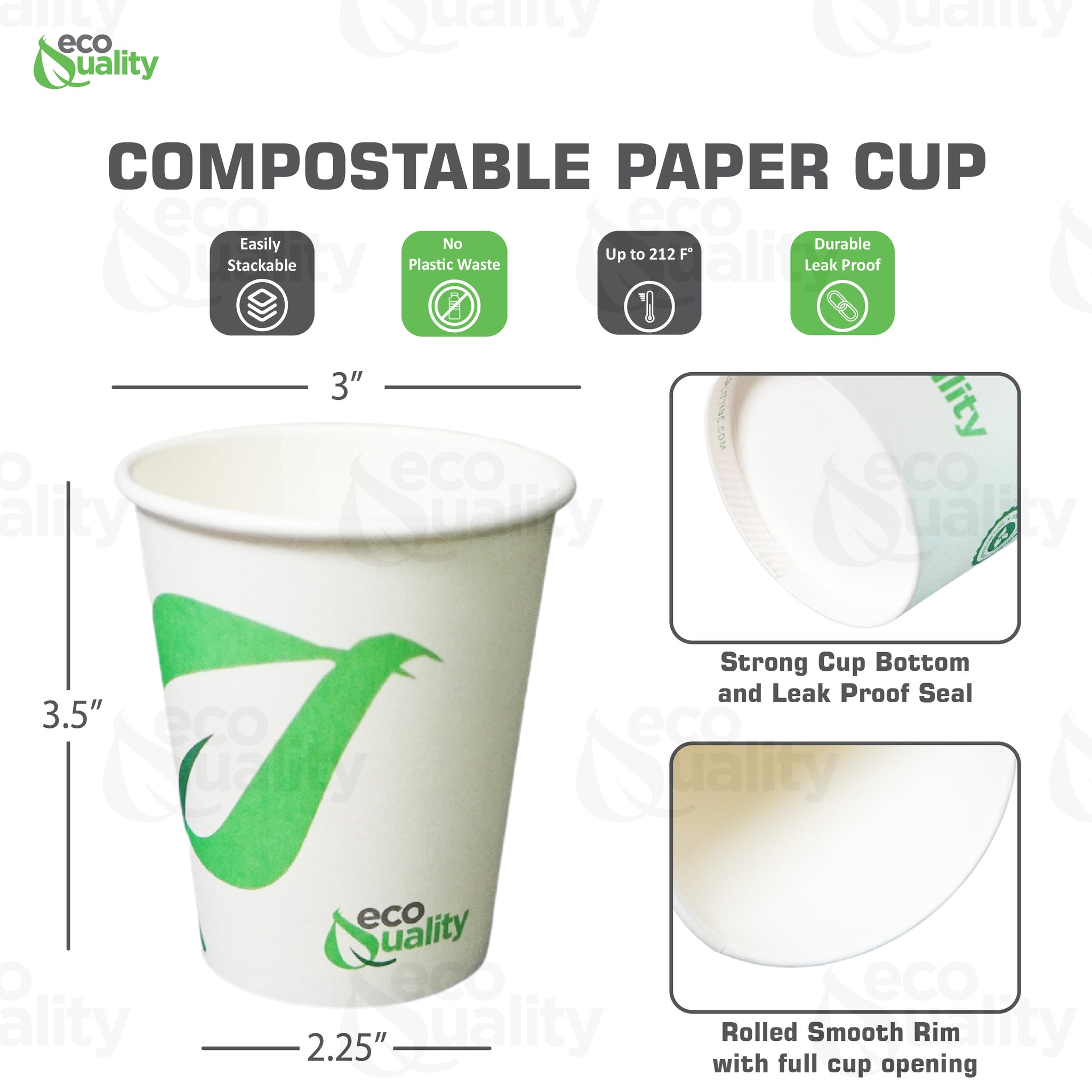 8oz Disposable White Paper Coffee Cups Compostable Biodegradable