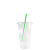9oz Disposable Pet Clear Plastic Smoothie Cups with Clear Flat Lids and Color Straws