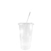 9oz Disposable Pet Clear Plastic Smoothie Cups with Clear Flat Lids and White Straws