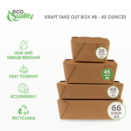 take Out Food Containers Paper Take Out no assembly container Microwave safe Leak Resistant Kraft Paperboard Food Tray Ecofriendly container Biodegradeable Compostable Food Containers kraft lunchbox folded to go box 45 ounce restaurant supplies restaurant supplies 