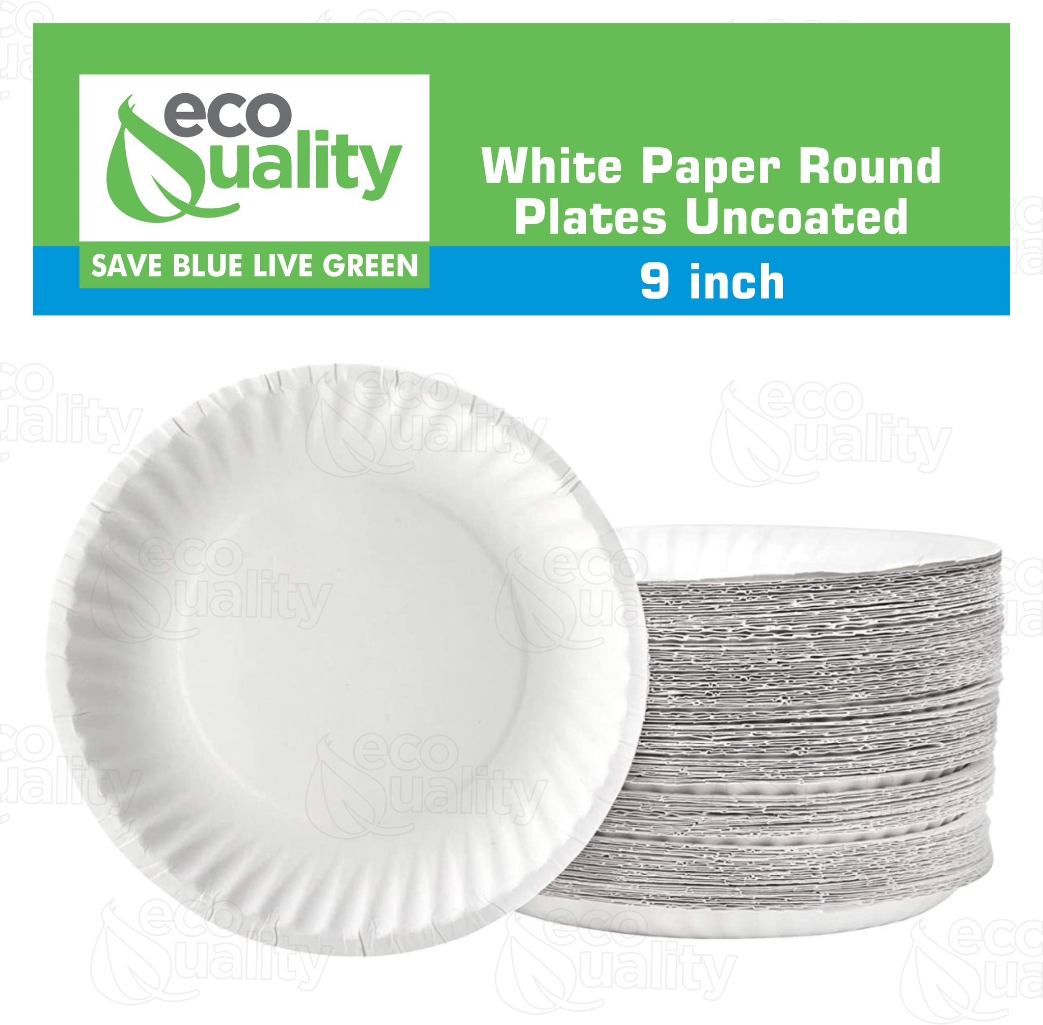 9in White Uncoated Disposable Paper Plates For Parties, Compostable –  EcoQuality Store