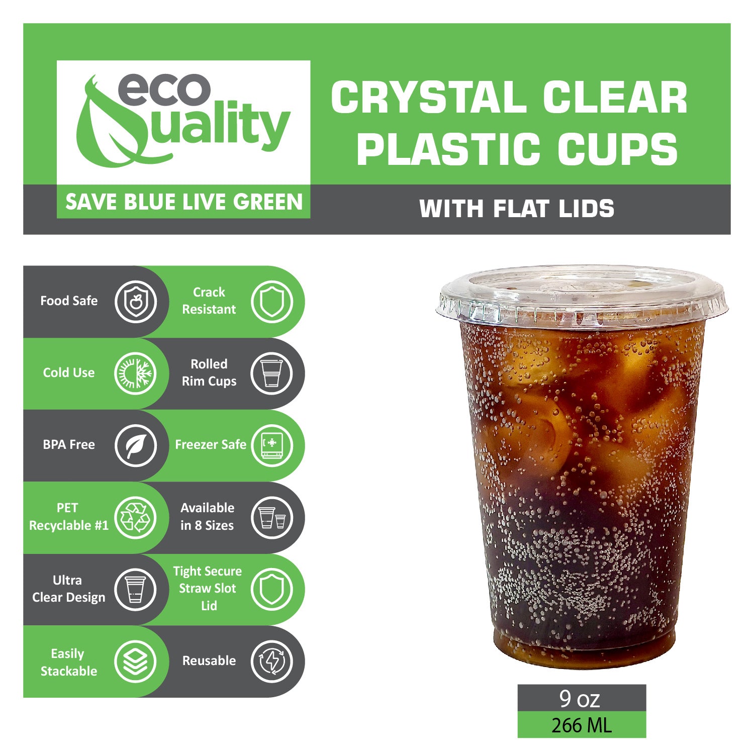 Disposable Pet Clear Plastic Smoothie Cups With Clear Flat Lids