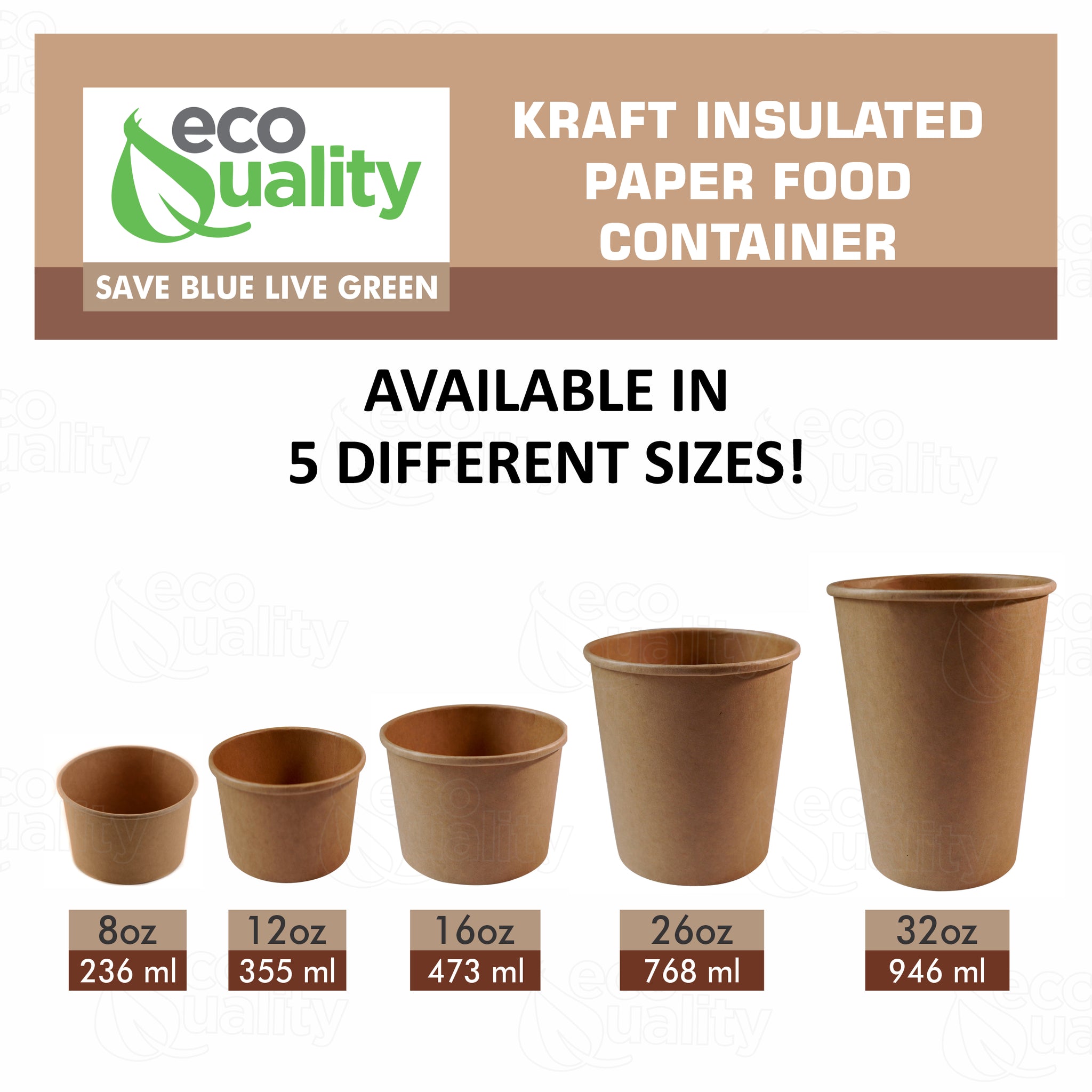 26oz Disposable Kraft Paper Food Soup Cup Ice Cream Yogurt Container