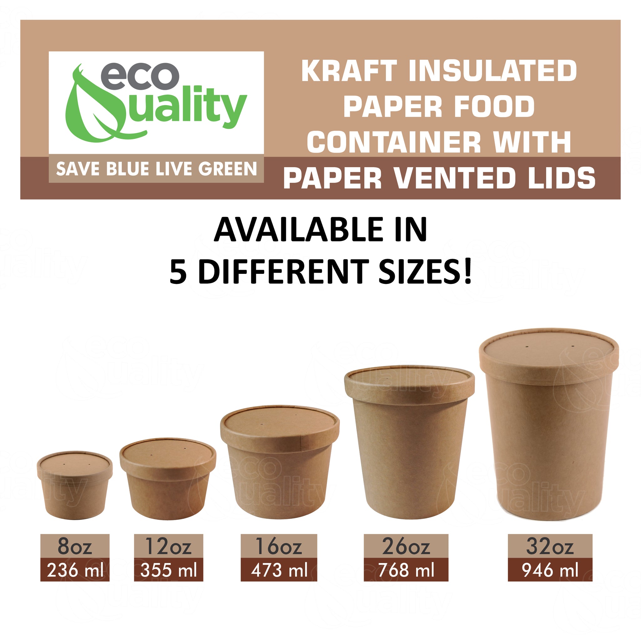 12oz Disposable Kraft Paper Food Soup Cup with Paper Vented Lid