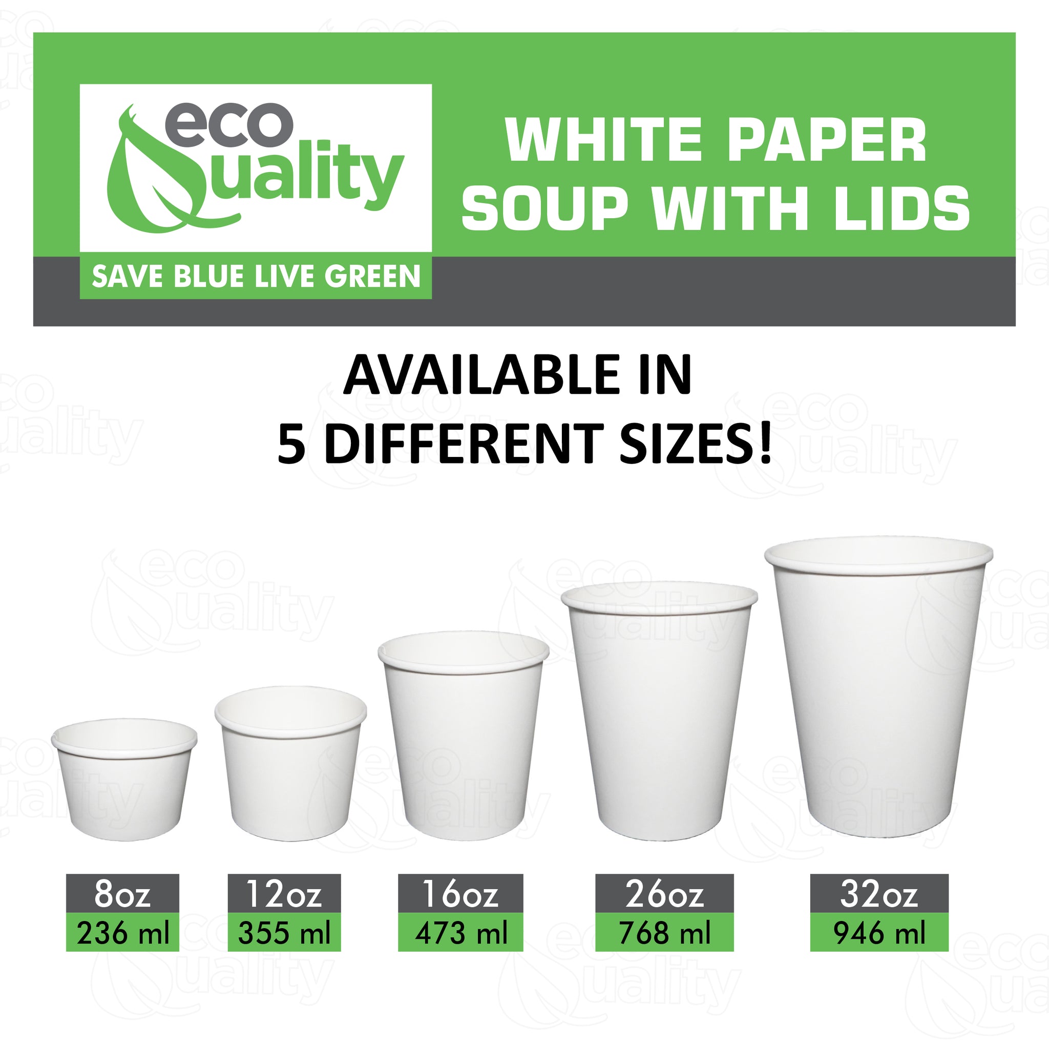 26oz Disposable White Paper Soup Containers Ice Cream Yogurt Cups