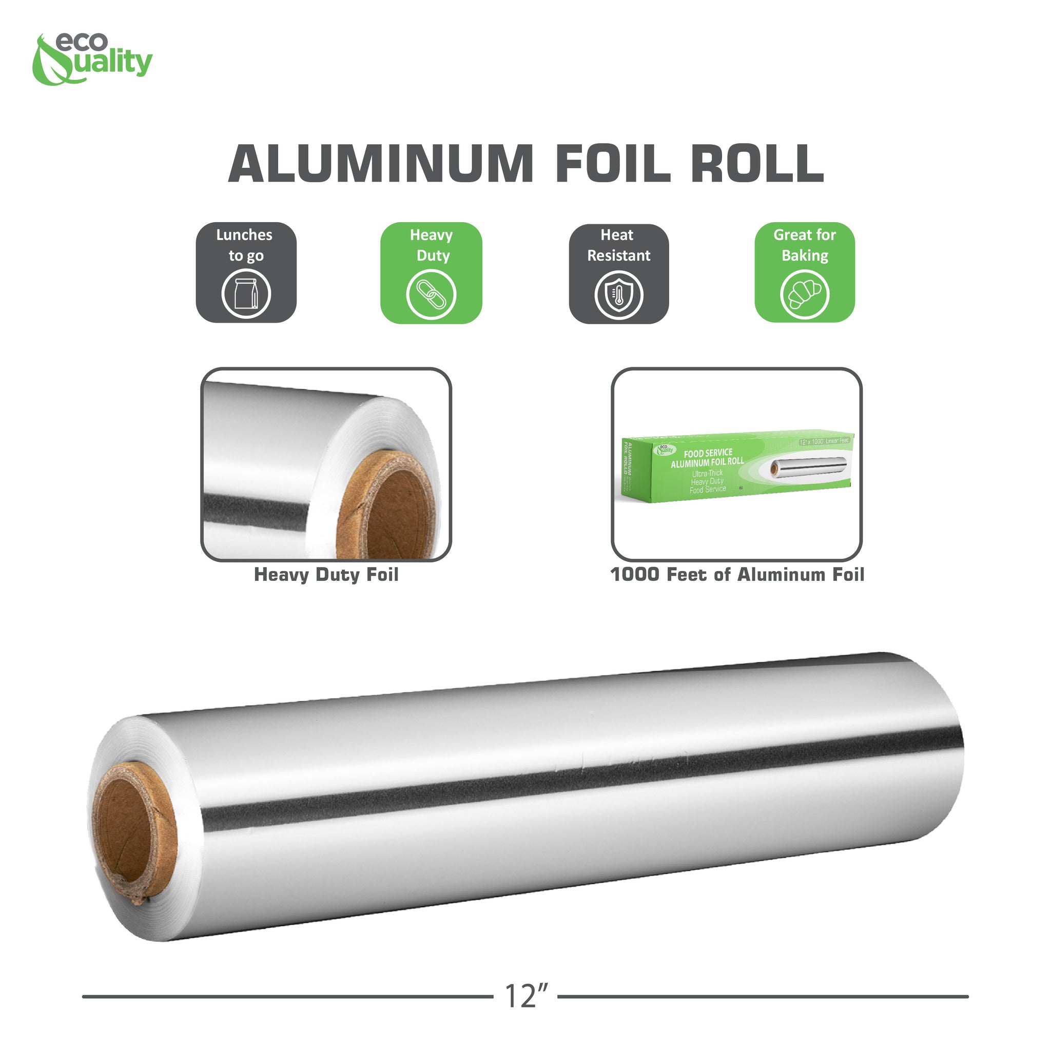 EcoQuality Standard Duty Food Service Aluminum Foil Roll (12