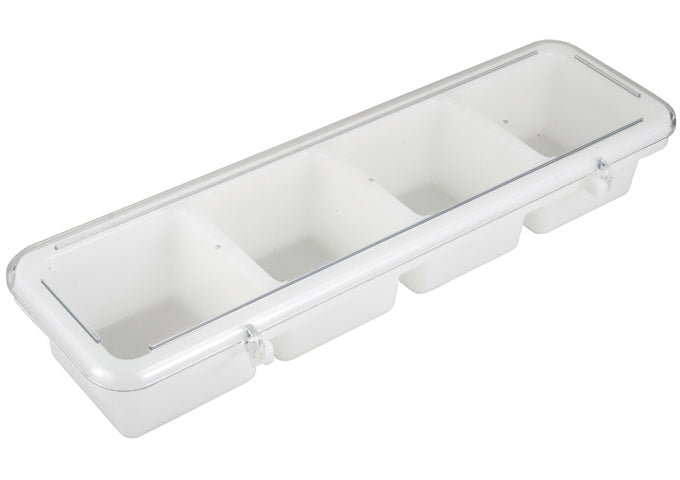 Condiment Holder, 4 Compartment, White, Plastic